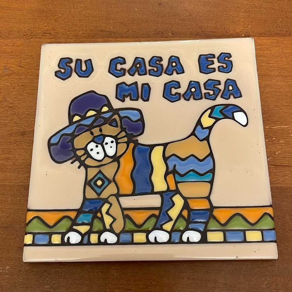 6” southwestern cat tile